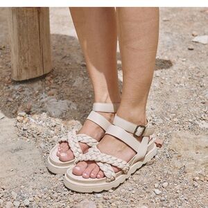 Spell and the gypsy Alexa Plaited Leather Cream Sandals
